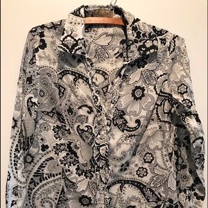 Peck & peck Button down ruffle blouse